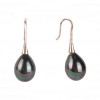 Sterling Silver Shell Pearl Drop Earrings | Black