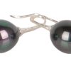 Sterling Silver Shell Pearl Drop Earrings | Black - Image 2