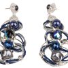 Woven Chain Earrings | Silk & Swarovski Elements | Navy - Image 2