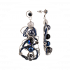 Woven Chain Earrings | Silk & Swarovski Elements | Navy
