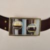 Brown, Light Blue & Black Stripe Buckle | Dark Brown Belt | Med - Image 3