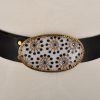 Black & White Floral Buckle | Black Belt | Med - Image 2